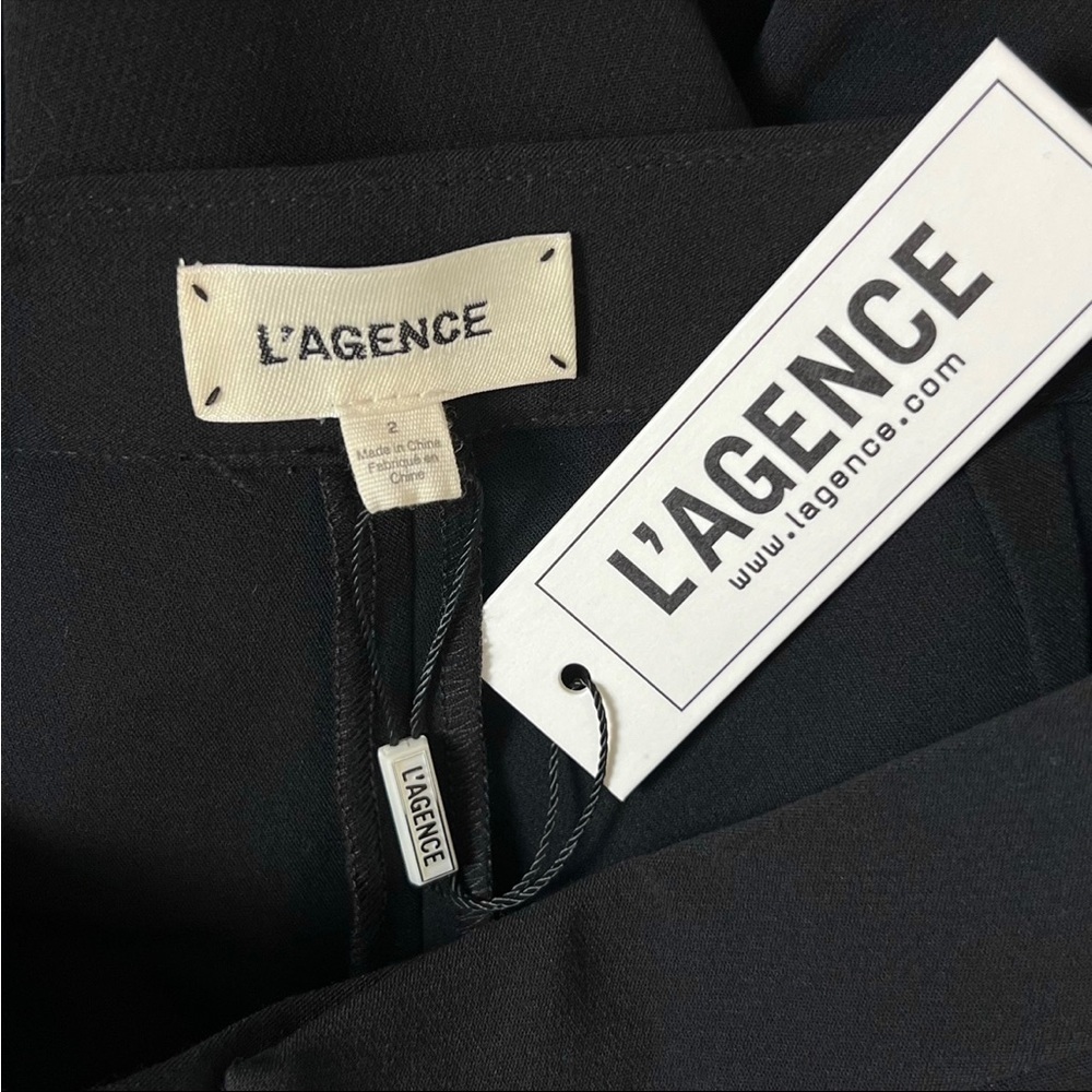 NWT L’AGENCE High Rise Velvet Tuxedo Stripe Ankle Crop Straight Leg Trousers 2 - Picture 5 of 5